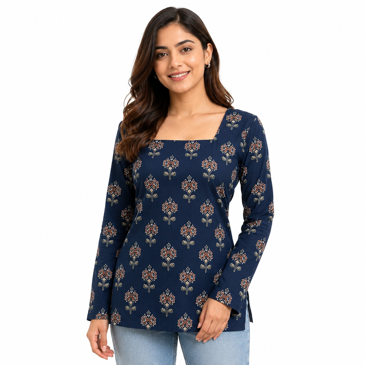 Women Printed Square Neck Top
