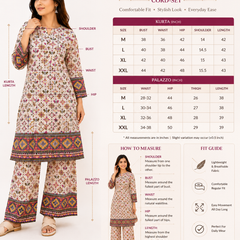 White Printed Rayon Kurta Palazzo Co-Ord Set for Festive Wear - view 6