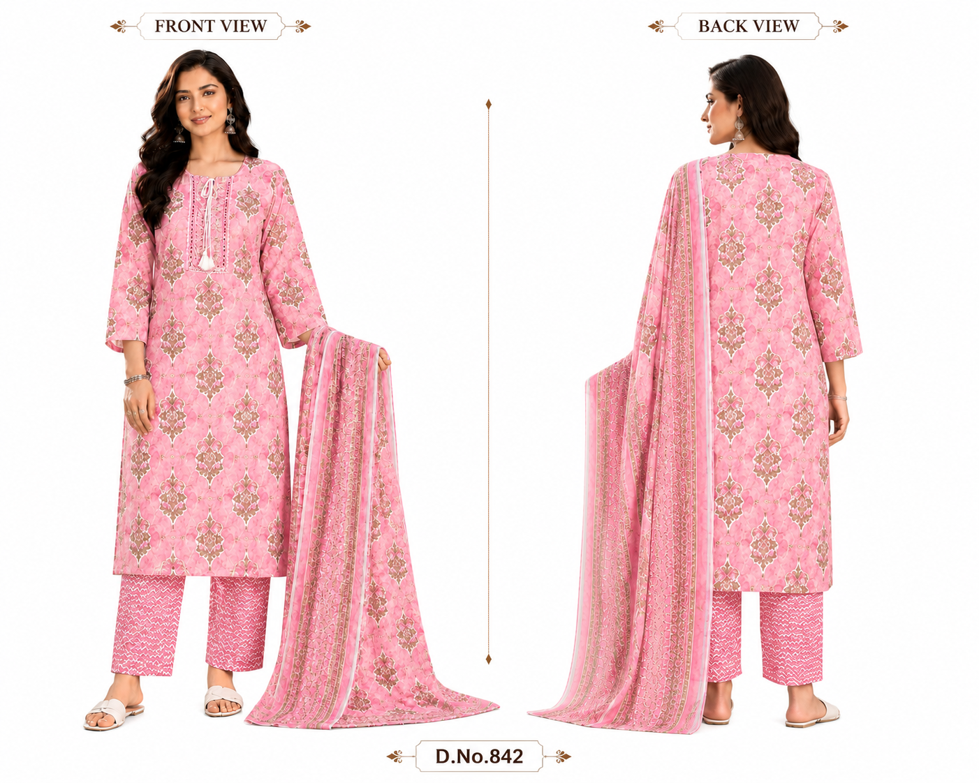 Women's Premium Cotton Kurta Pant Dupatta Set | Embroidered Neck | Printed 3-Piece Ethnic Suit