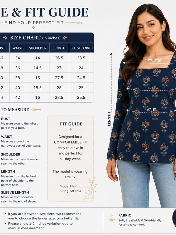 Navy Printed Tunic Top for Office Wear - view 6