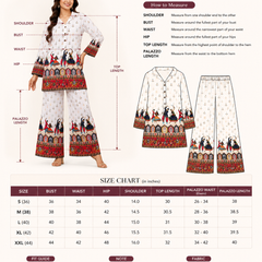 White Rayon Kurta Palazzo Set for Festive Wear - view 6