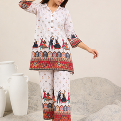 White Rayon Kurta Palazzo Set for Festive Wear