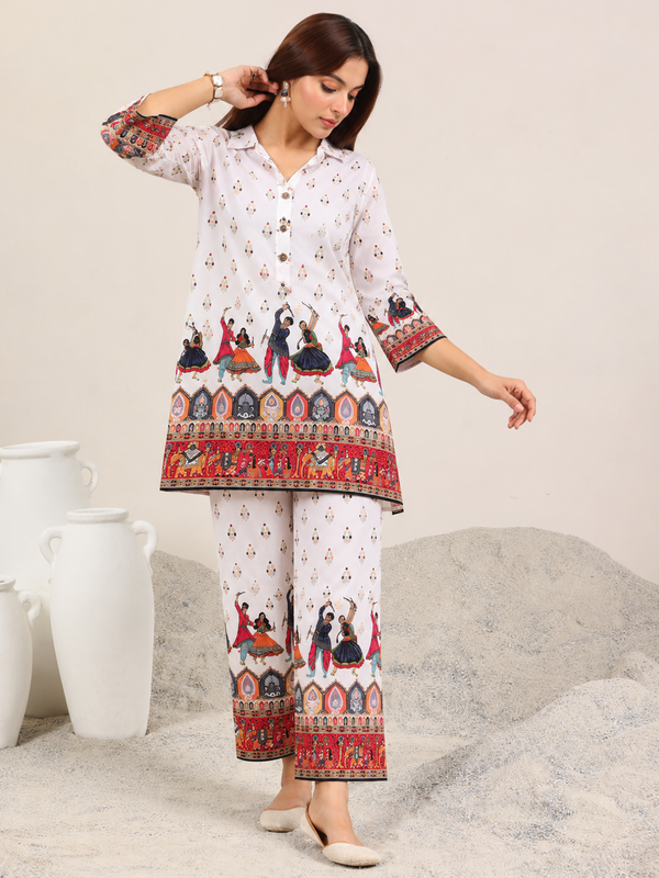 White Rayon Kurta Palazzo Set for Festive Wear