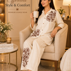 Floral Embroidered Cotton Kurta Palazzo Co-Ord Set for Festive Wear - view 5