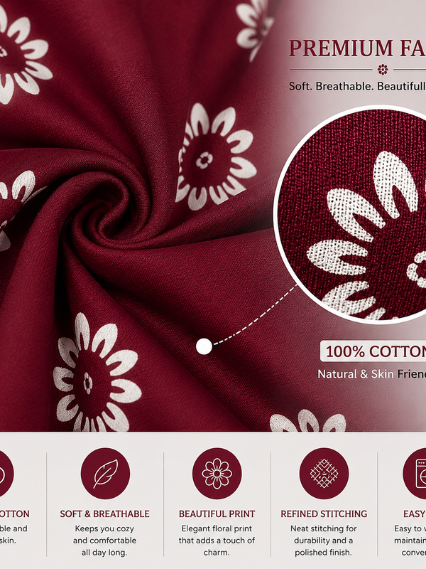 Red Printed Rayon Kurti for Office Wear - view 3