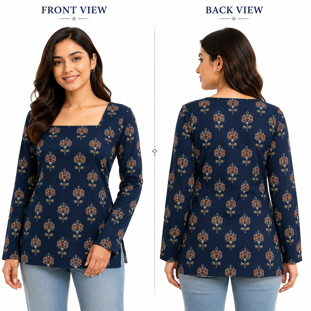 Women Printed Square Neck Top