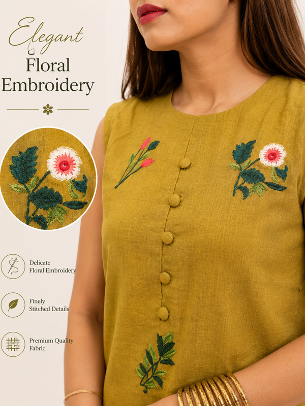 Red Embroidered Cotton Co-Ord Set for Daily Wear - view 3