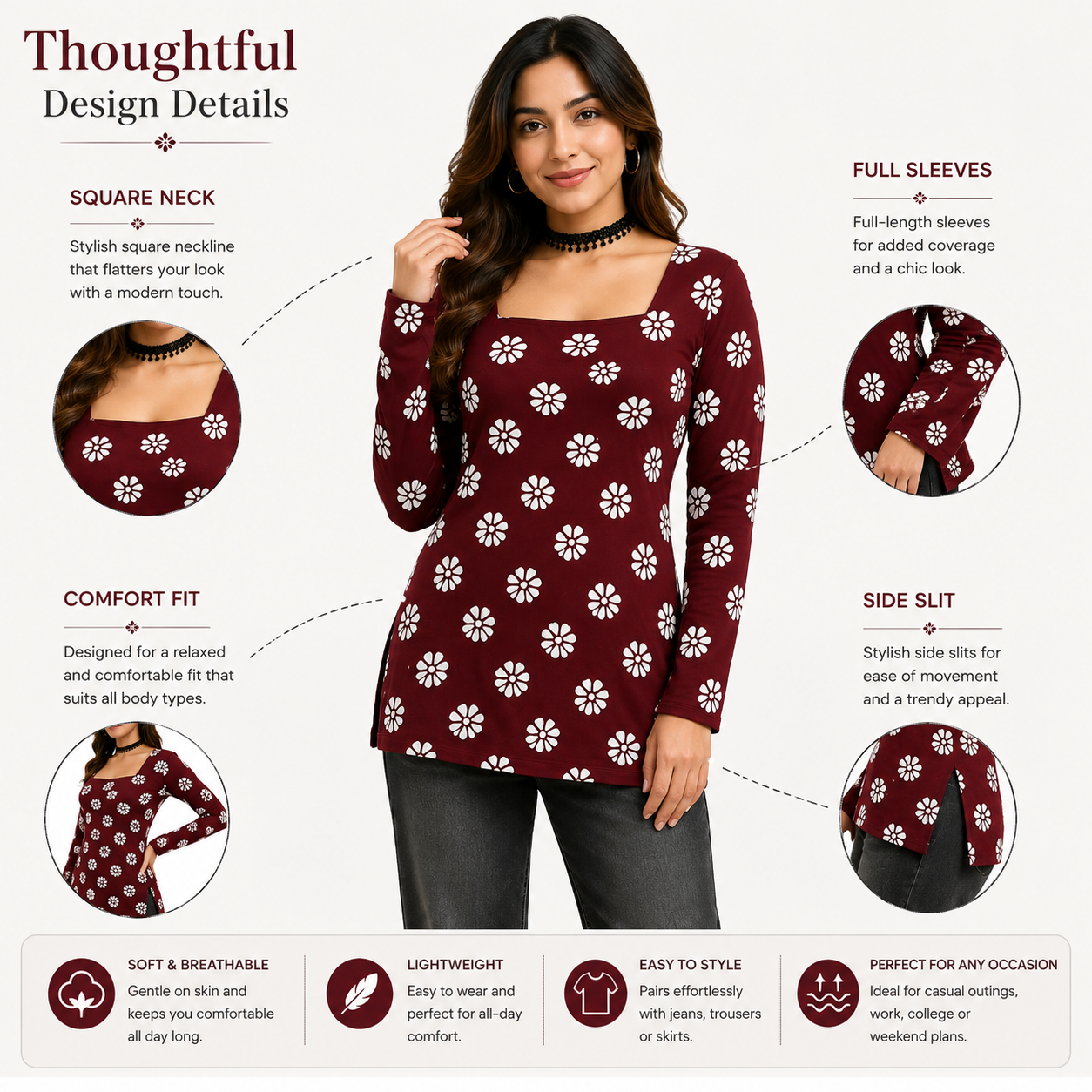 Floral Printed Square Neck Top