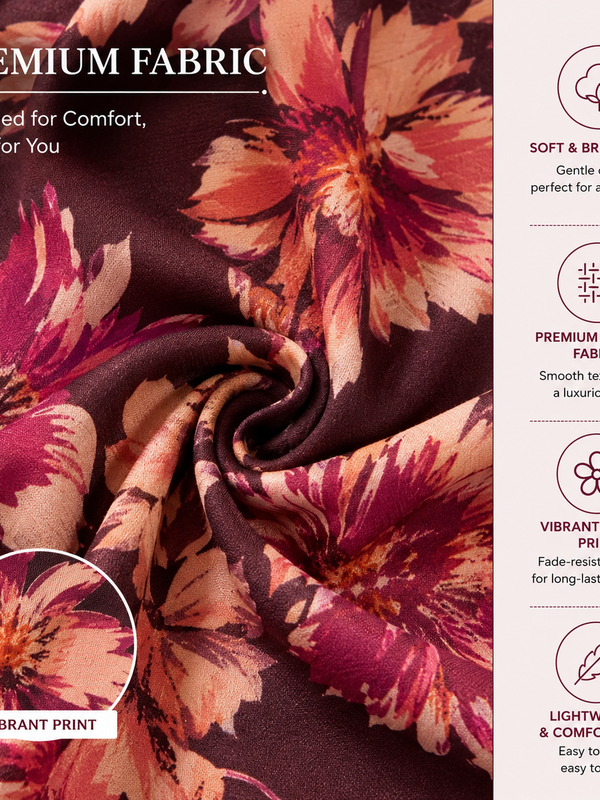 Floral-Print Co-Ord Set for Office Wear with V-Neck - view 2