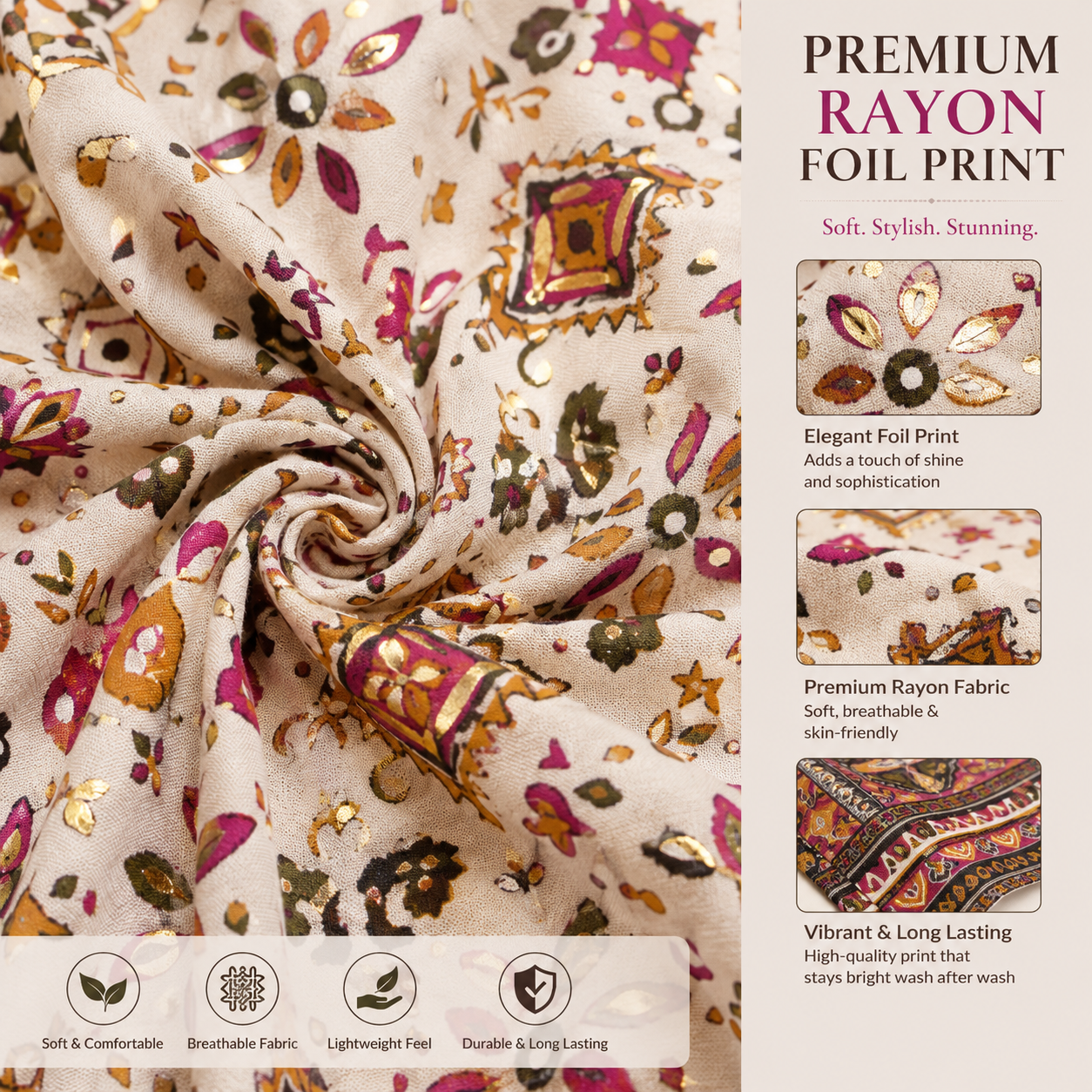 Premium Ethnic Printed Rayon Kurta Palazzo Co-Ord Set for Women