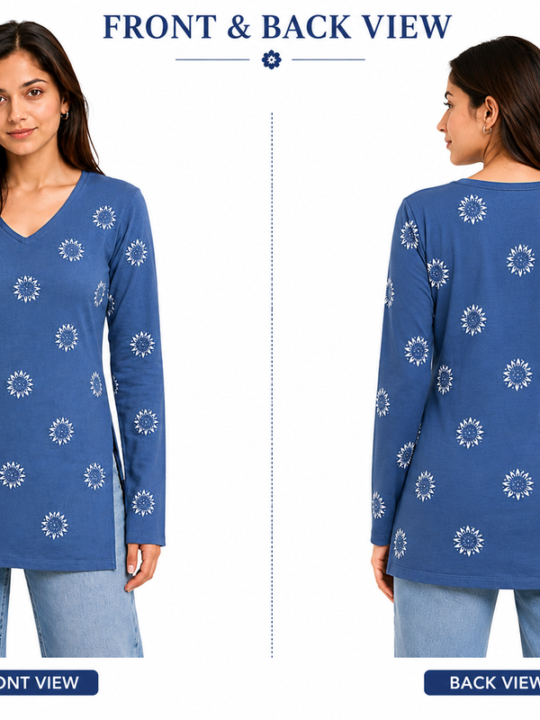 Floral Printed Rayon Kurti for Office Wear - view 5