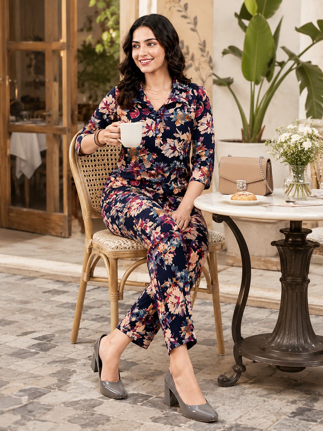 Women's Floral Printed Cotton Co-Ord Set