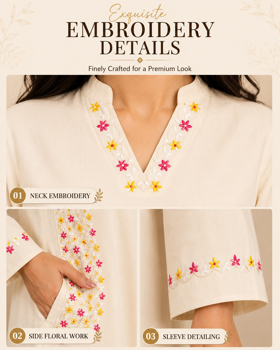 Premium Pure Cotton Embroidered Kurta Pant Set | Straight Fit | Daily & Office Wear