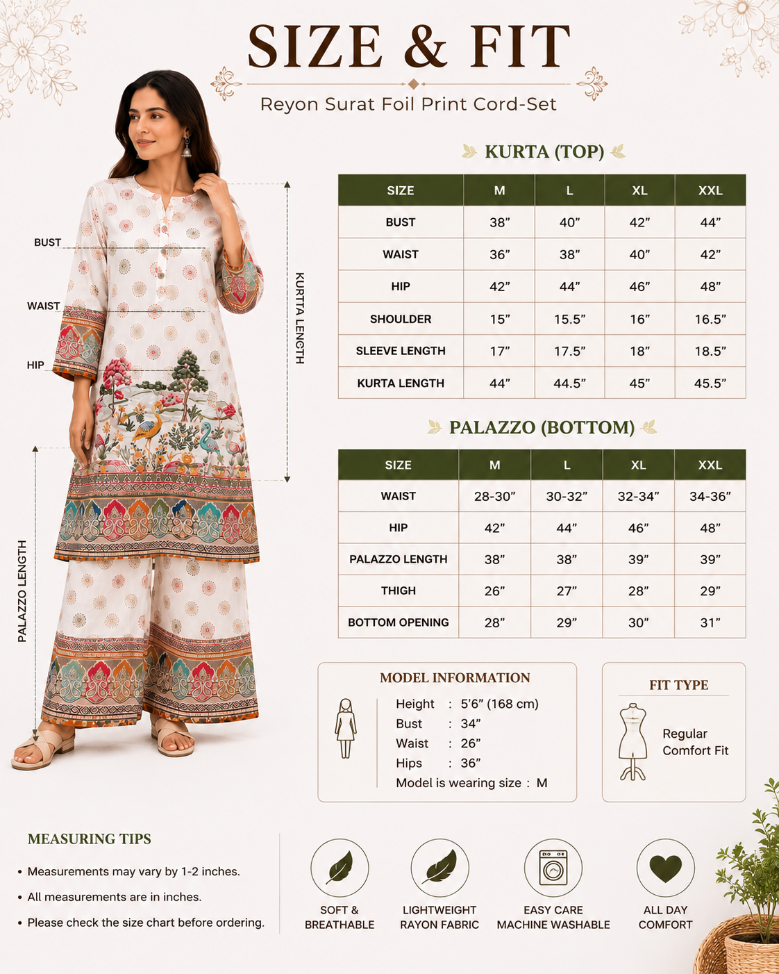 Women's White Printed Rayon Kurta Palazzo Set