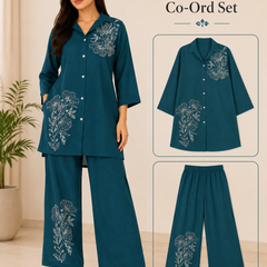 Floral-Print Co-Ord Set for Daily Wear with V-Neck - view 3