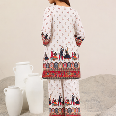 White Rayon Kurta Palazzo Set for Festive Wear