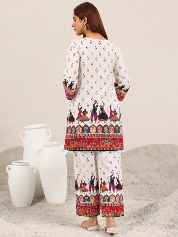 White Rayon Kurta Palazzo Set for Festive Wear