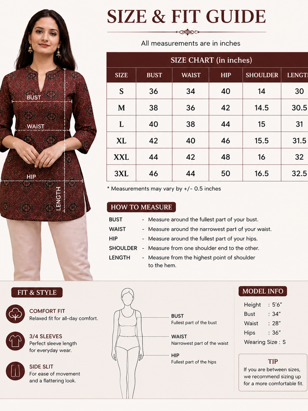 Red Printed Cotton Short Kurti for Office Wear - view 6