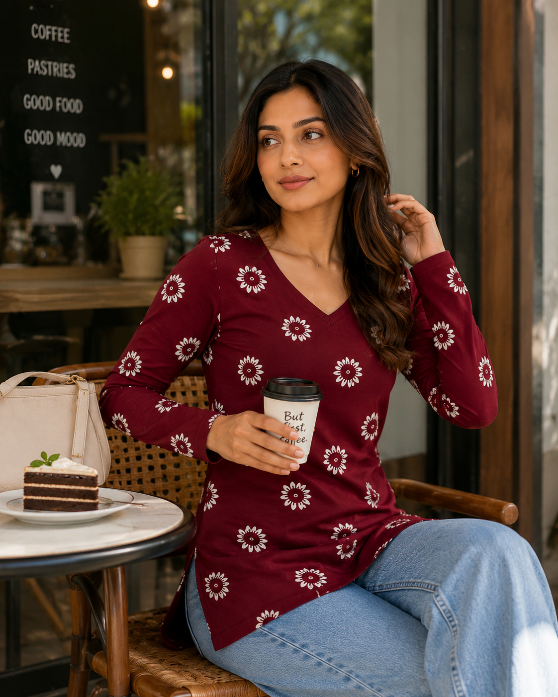 Rayon Printed Kurti Top