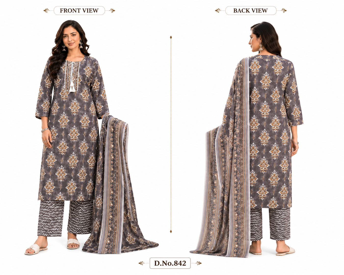 Women's Premium Cotton Kurta Pant Dupatta Set | Embroidered Neck | Printed 3-Piece Ethnic Suit