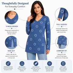 Floral Printed Rayon Kurti for Office Wear - view 4