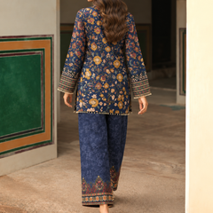 Women’s Navy Blue Floral Printed Kurta Palazzo Set