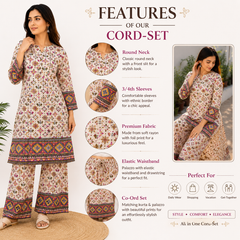 White Printed Rayon Kurta Palazzo Co-Ord Set for Festive Wear - view 4