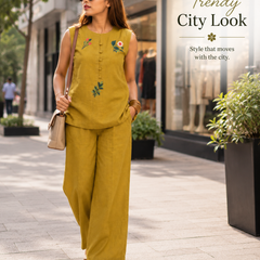 Red Embroidered Cotton Co-Ord Set for Daily Wear - view 6