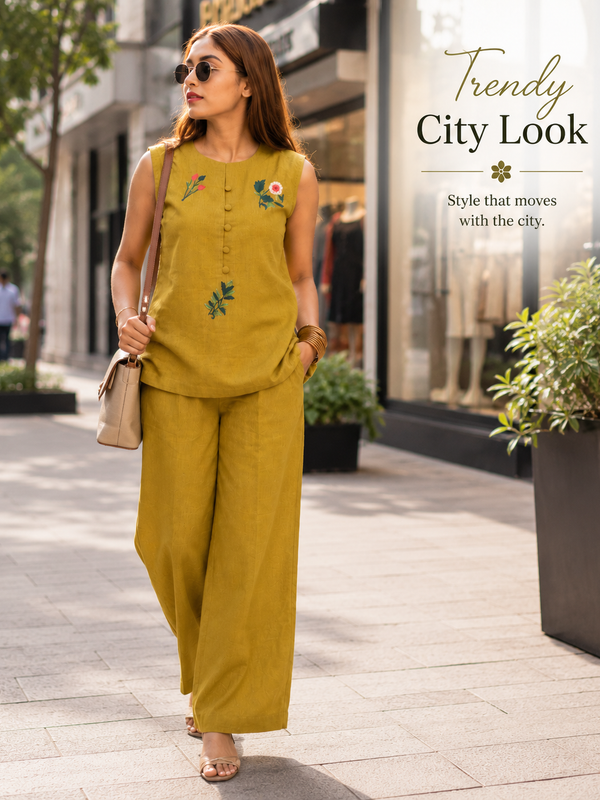 Red Embroidered Cotton Co-Ord Set for Daily Wear - view 6