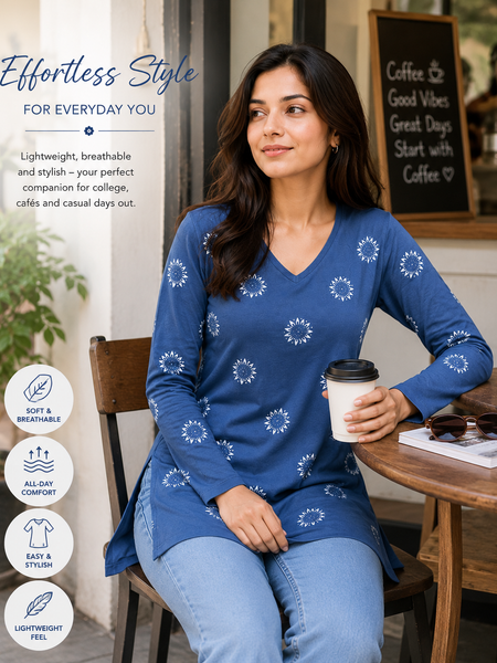 Floral Printed Rayon Kurti for Office Wear