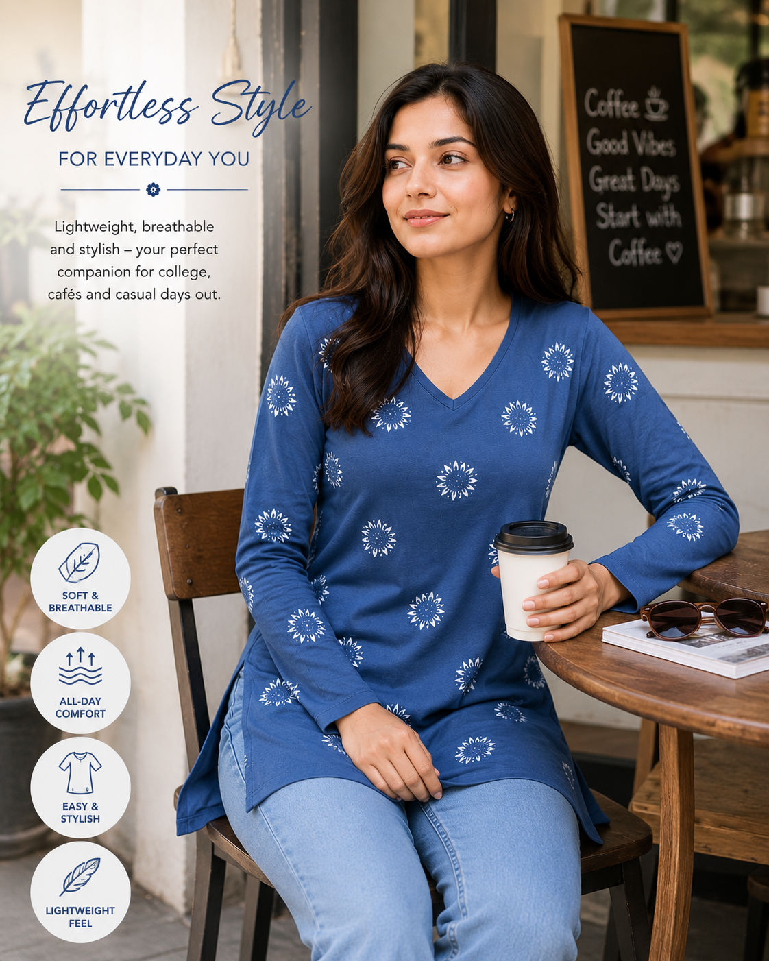 Rayon Printed Kurti Top