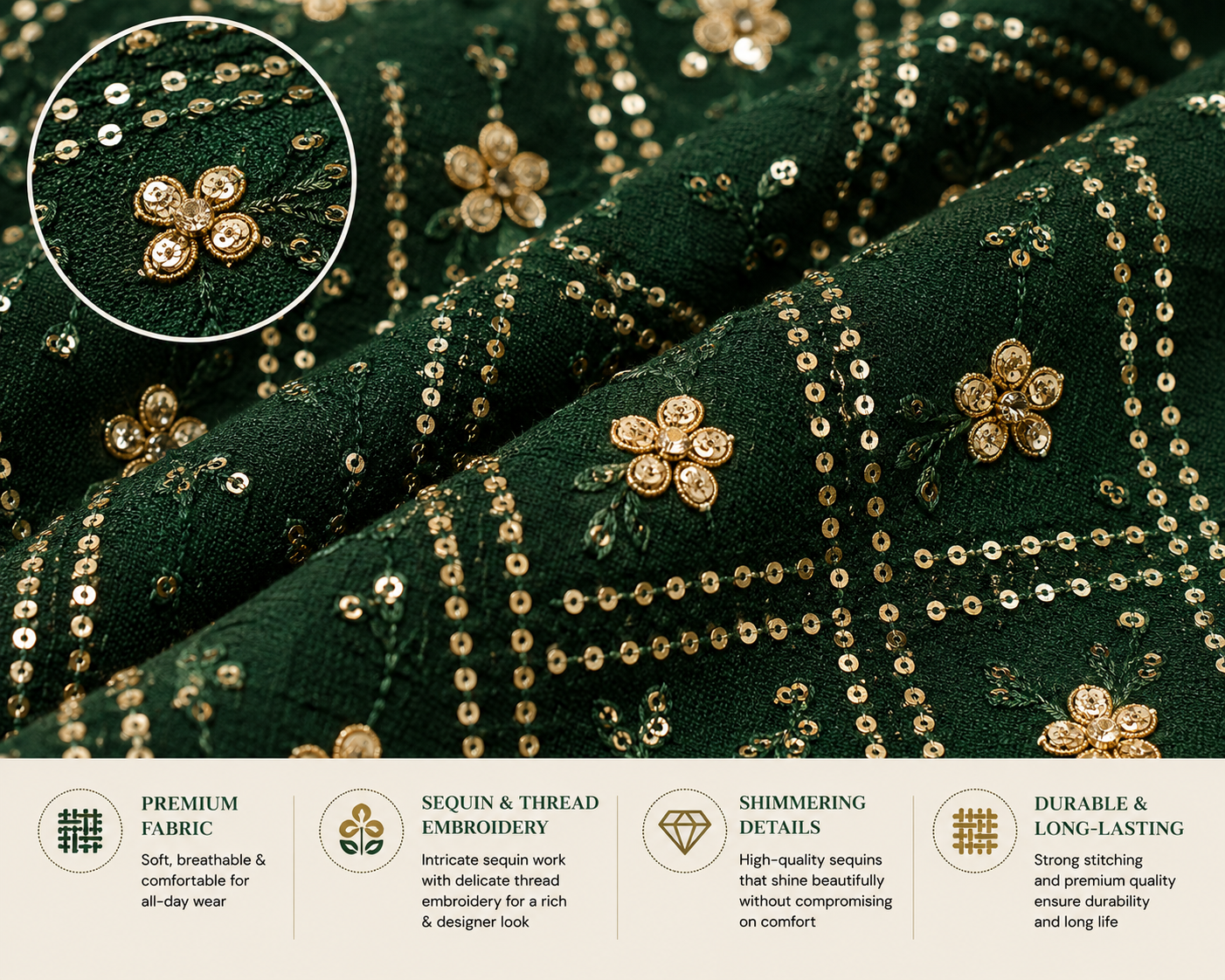 Dark Green Embroidered Readymade Blouse