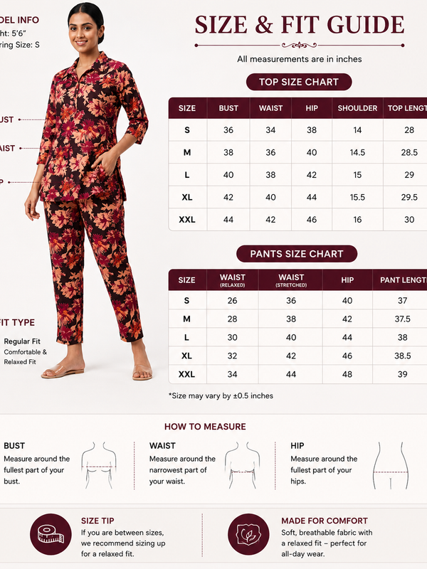 Floral-Print Co-Ord Set for Office Wear with V-Neck - view 5