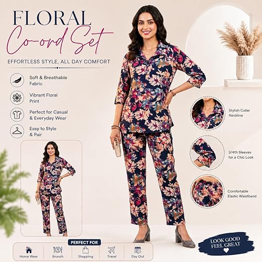 Women's Floral Printed Cotton Co-Ord Set