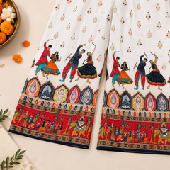 White Rayon Kurta Palazzo Set for Festive Wear - view 5