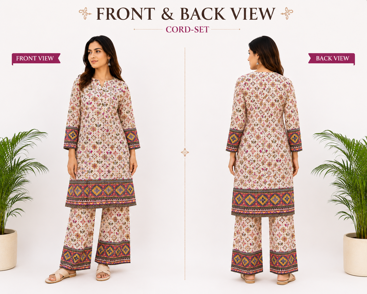 Premium Ethnic Printed Rayon Kurta Palazzo Co-Ord Set for Women