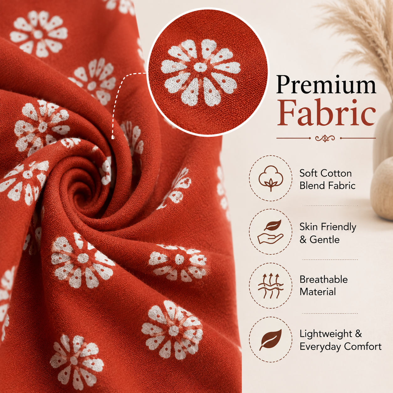 Women's Cotton Floral Block Print Top