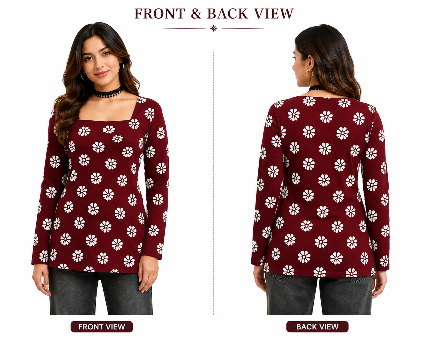 Floral Printed Square Neck Top