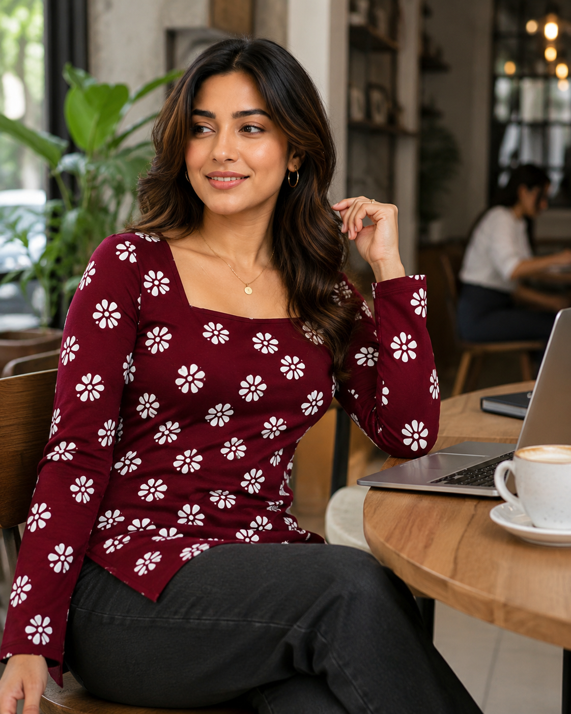 Floral Printed Square Neck Top
