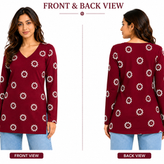 Red Printed Rayon Kurti for Office Wear - view 5