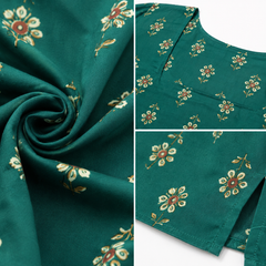 Green Printed Cotton Tunic Top for Office Wear - view 4