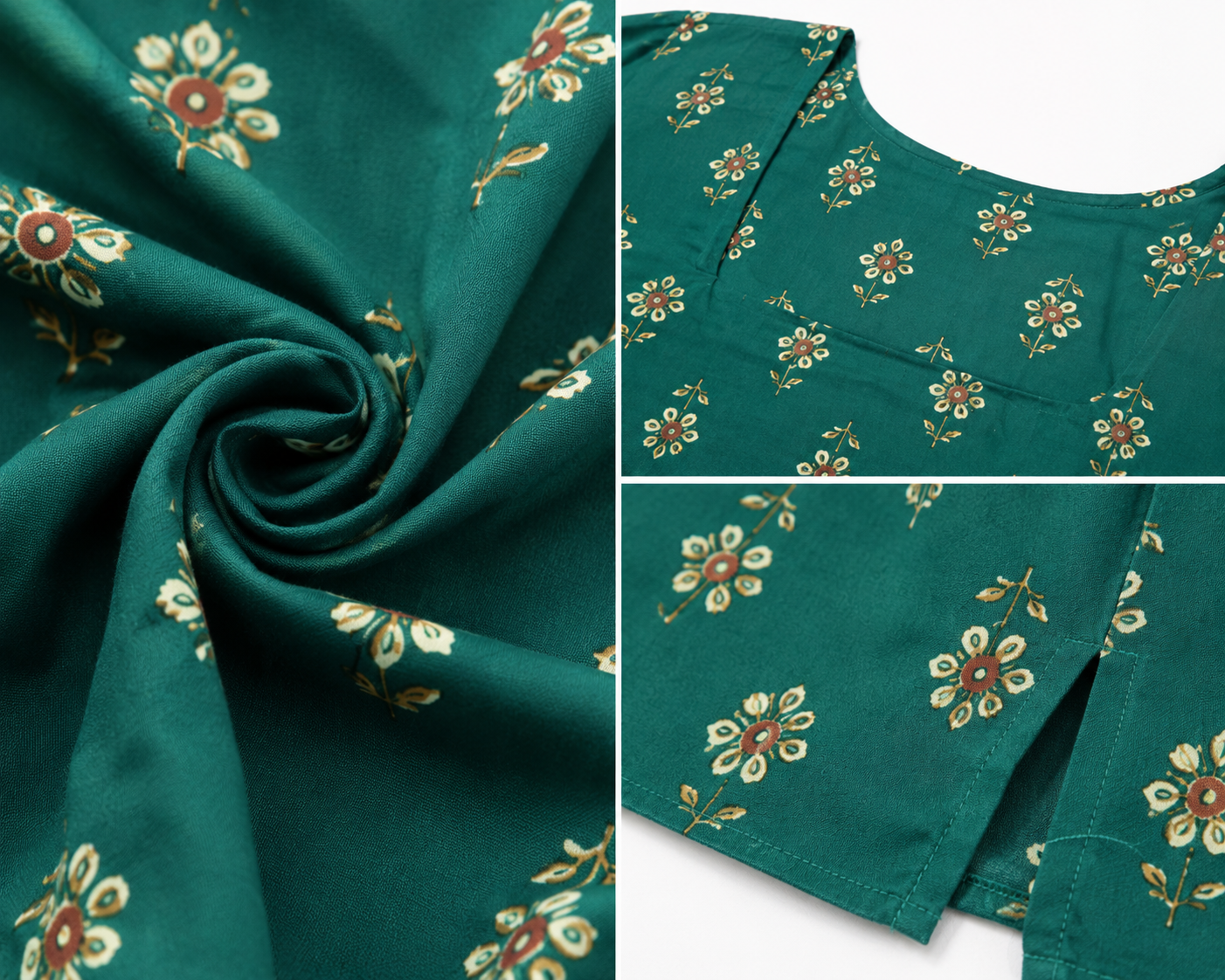 Women's Green Printed Cotton Top | Square Neck Casual Top for Women