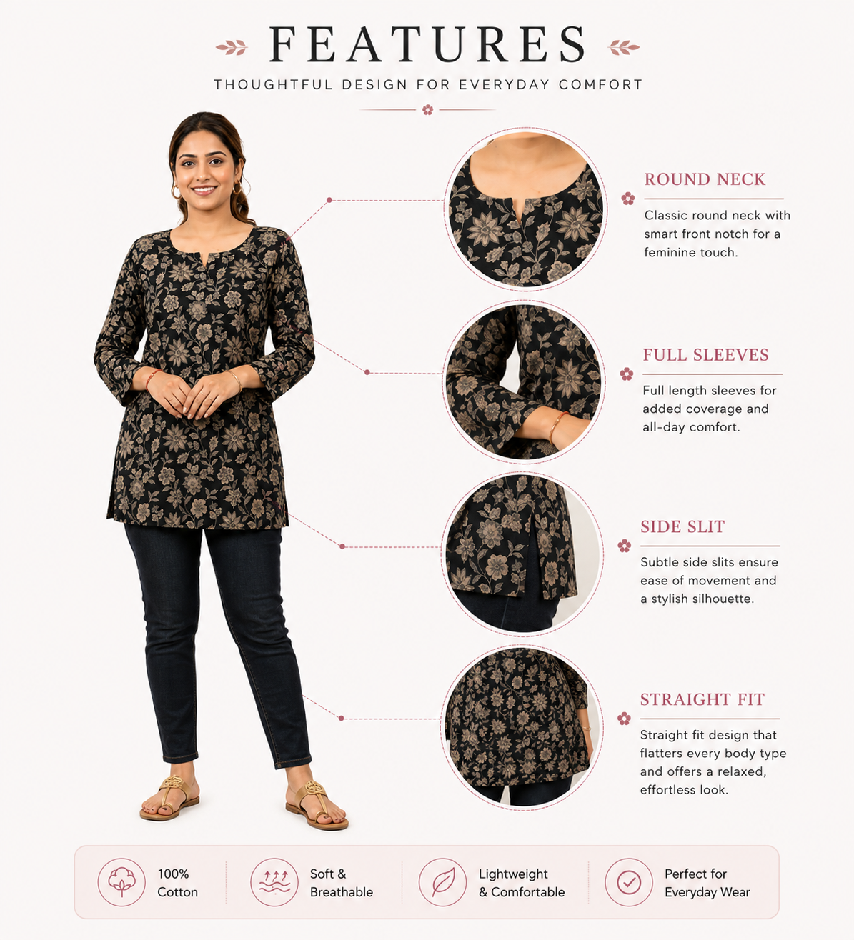 Floral Printed Short Kurti