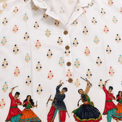 White Rayon Kurta Palazzo Set for Festive Wear - view 4