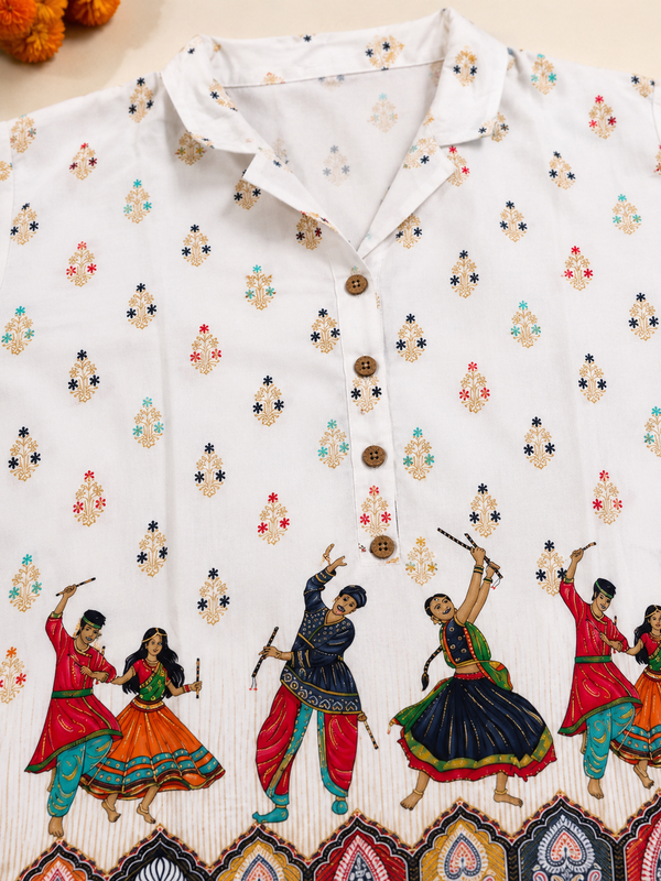 White Rayon Kurta Palazzo Set for Festive Wear - view 4