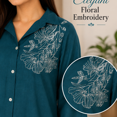 Floral-Print Co-Ord Set for Daily Wear with V-Neck - view 5