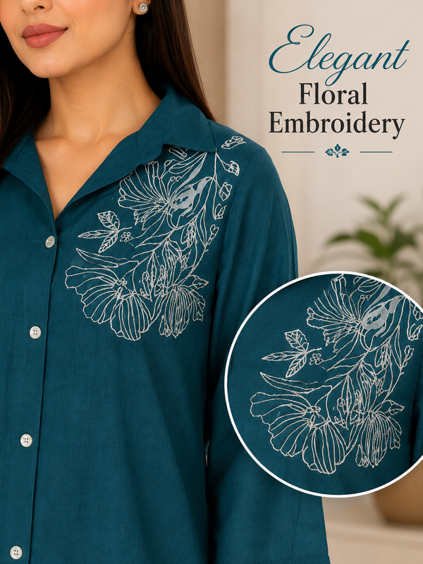 Floral-Print Co-Ord Set for Daily Wear with V-Neck - view 5