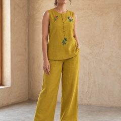 Red Embroidered Cotton Co-Ord Set for Daily Wear