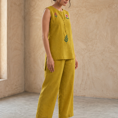 Red Embroidered Cotton Co-Ord Set for Daily Wear