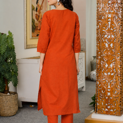 Lime Green Sleeveless Kurti Set with Strawberry Embroidered Bottom